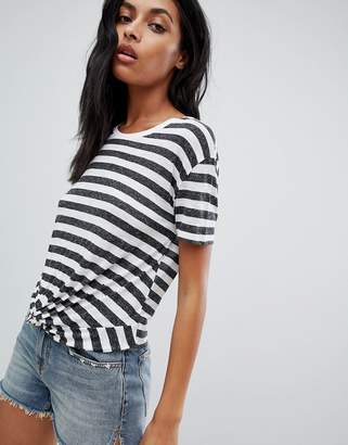 AllSaints knot front t-shirt in stripe