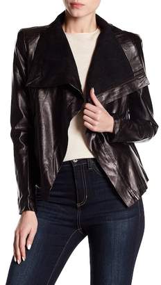 TOV Faux Leather Contrast Jacket