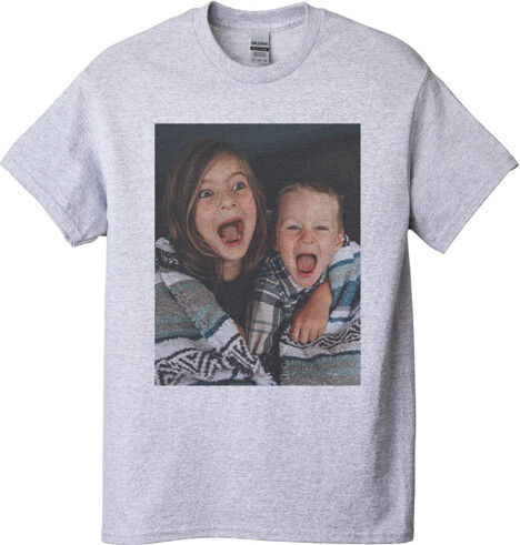 Shutterfly Custom Sport Gray T-Shirts: Photo Gallery Portrait, Adult (M), Customizable Front & Back, White