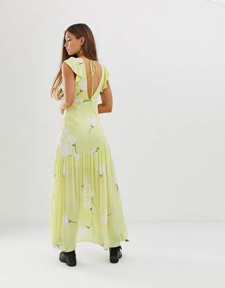 Free People She's A Waterfall maxi dress in lemon