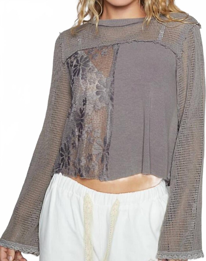 POL Round Neck Shirt In Iron Grey