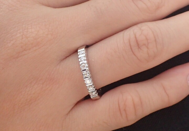 Etsy 7 Stones Moissanite Ring, Seven Years Anniversary Gift, Bar Setting Wedding Band, Classic Band For Women