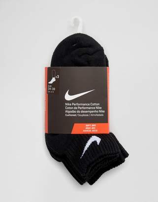 Nike 3 Pack Black Cushion Quarter Socks
