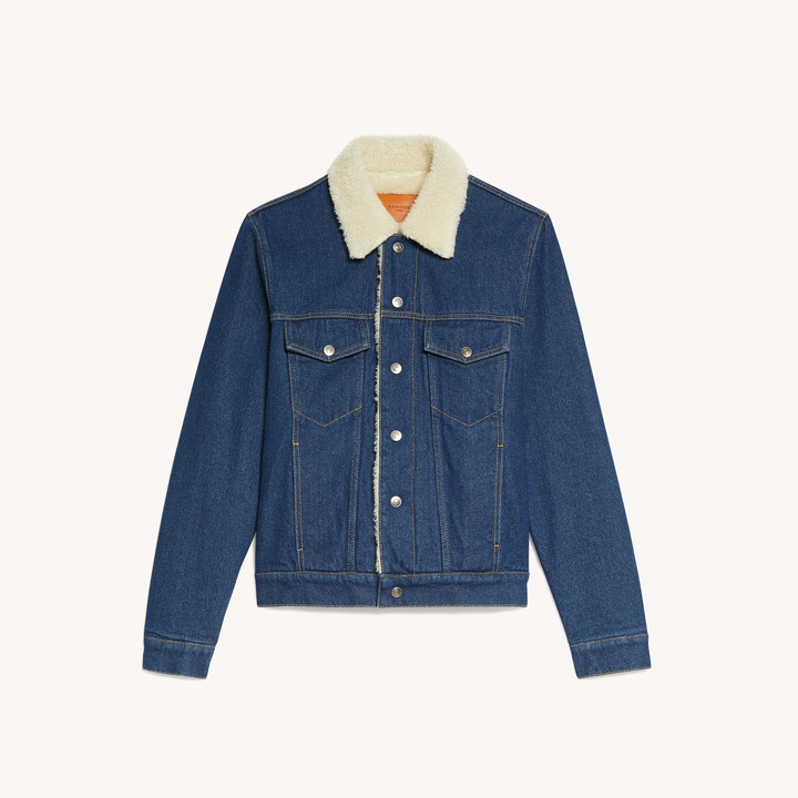 sandro washed denim with seaming