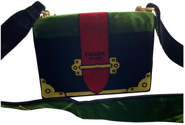 prada green velvet bag
