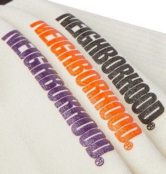 Neighborhood Three-Pack Logo-Print Striped Stretch Cotton-Blend Socks