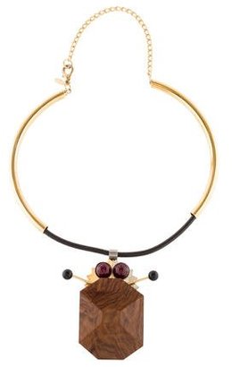 Marni Wood & Leather Cord Necklace