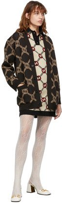 Gucci Reversible Beige & Black Wool Short Sleeve Dress