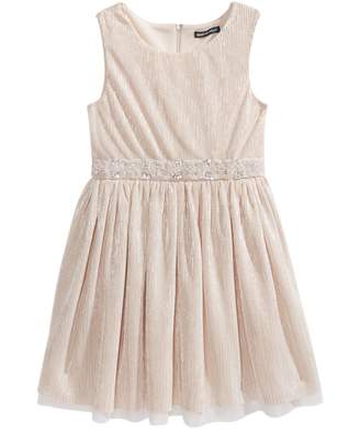 Sequin Hearts Embellished-Waist Party Dress, Big Girls
