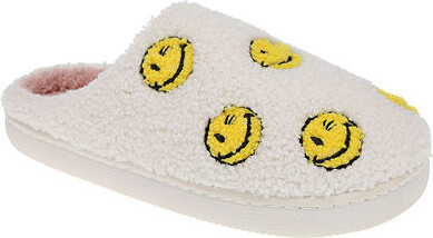 Joe Boxer Sherpa With Multi Happy Face Womens Memory Foam Clog Slippers
