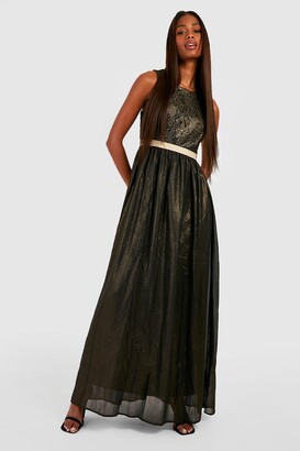 boohoo Boutique Lace & Metallic Maxi Dress