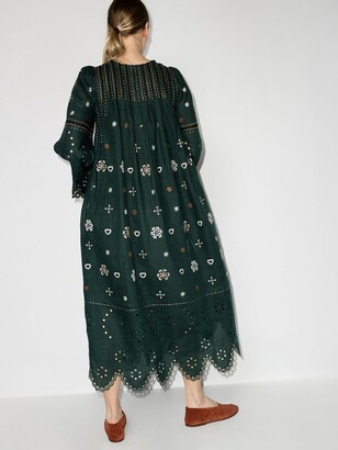 Vita Kin Green Jacqueline Embroidered Linen Dress
