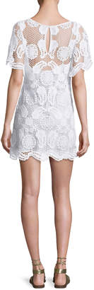 Miguelina Grace Crochet-Overlay Coverup Dress, Pure White