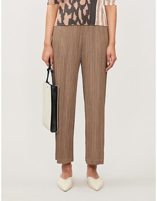 Pleats Please Issey Miyake Cropped wide-leg high-rise plisse trousers