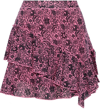 Derek Lam 10 Crosby Ruffled Floral-print Cotton-gauze Mini Skirt