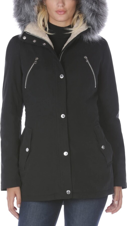 Nautica Women's Microfiber Parka Anorak Jacket with Faux Fur Hooded Trim -  ShopStyle Down & Puffer Coats