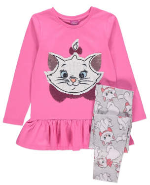 CAT George Disney Aristocats Marie Swipe Sequin T-Shirt and Leggings Outfit