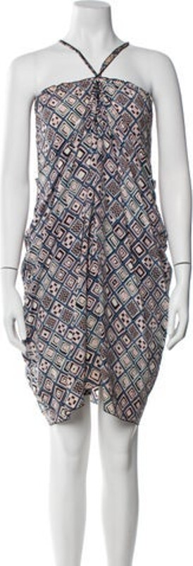 Missoni Silk Casual Dress Black, Blue & Pink Printed Halterneck Concealed Zip Closure at Side Designer