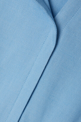 Altuzarra Rhodea Belted Leather-trimmed Linen-blend Twill Midi Dress - Sky blue