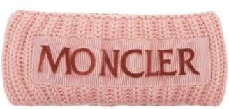 Moncler Velvet Logo Wool Headband - Womens - Light Pink