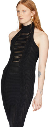 Balmain Black Transparent Stripe Halter Dress