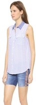 Thumbnail for your product : Equipment Sleeveless Slim Signature Blouse with Contrast Collar
