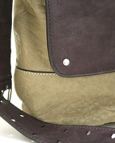 Thumbnail for your product : Olivia Harris Folder Over Flap Leather Top Handle Messenger - Putty/Dark Grey Trim