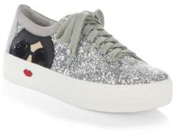 Alice + Olivia Glitter Lace-Up Sneakers