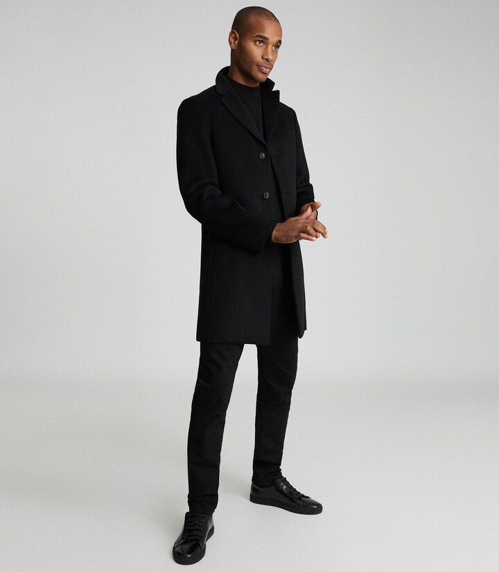 Reiss Gable - Wool-blend Epsom Overcoat in Black - ShopStyle Raincoats ...