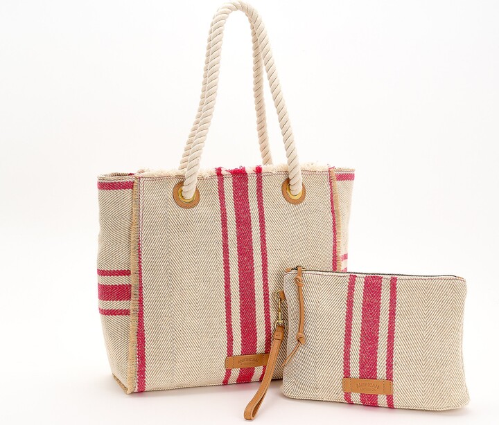 American Leather Co. As Is Haven Canvas Tote& Wristlet