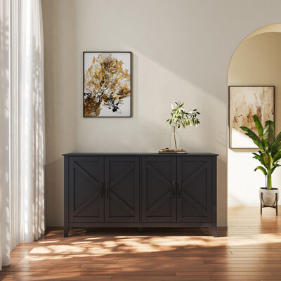 George Oliver Cabinet With 4 Doors And 4 Open ShelgvesFreestanding Sideboard Storage Cabinet Entryway Floor Cabinet For Living Room Office Bedroom