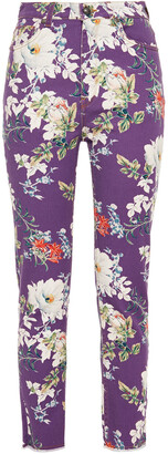 Etro Floral-print High-rise Slim-leg Jeans