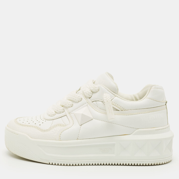 Valentino White Leather One Stud Sneakers Size 37.5