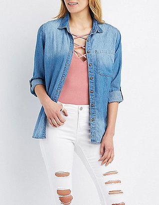 Charlotte Russe Chambray Button-Up Shirt