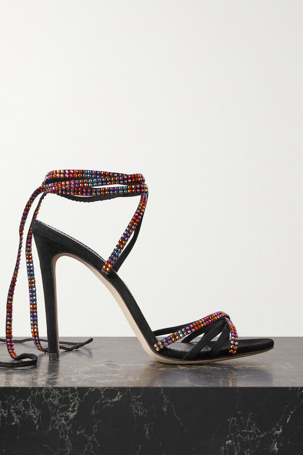 Paris Texas Holly Nicole Crystal-embellished Suede Sandals - Black