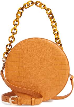 Street Level Croc Embossed Faux Leather Circle Bag