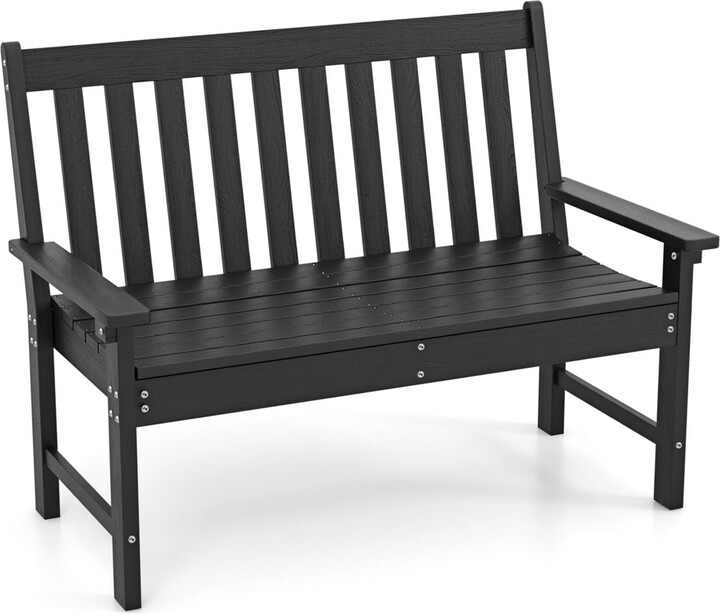 Gouun 52 Inch All-Weather Hdpe Outdoor Bench with Backrest and Armrests
