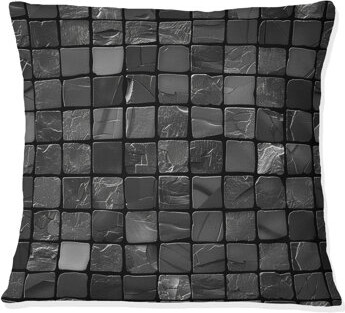 Black Modern Mosaic Tiles II - Modern Throw Pillow