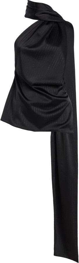 LaQuan Smith Scarf-Detailed Satin Top