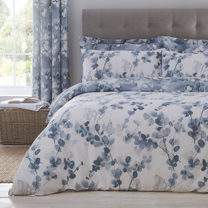 Dunelm Honesty Navy Reversible Duvet Cover and Pillowcase Set Navy Blue