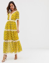 Thumbnail for your product : ASOS DESIGN lace insert tiered maxi dress in paisley print