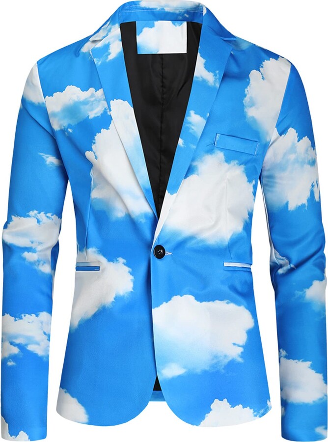 VESNIBA Funky Blazer Mens Rainbow Blazer Jacket Stretch Sport Coat One