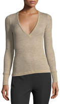 Thumbnail for your product : Alexander Wang T by Deep V Sheer Wooly Rib-Knit Sweater