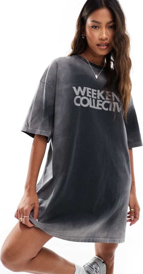 ASOS Weekend Collective sport jersey t-shirt dress in black