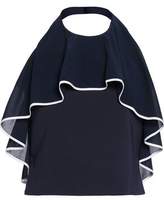 Thumbnail for your product : Alice + Olivia Two-Tone Ruffle Crepe Halterneck Top