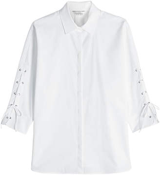 Max Mara Cotton Shirt with Lace-Up Sleeves