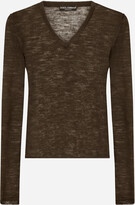 Thumbnail for your product : Dolce & Gabbana Technical linen V-neck sweater