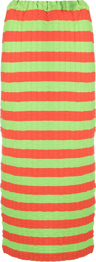 Sunnei Curled striped midi skirt