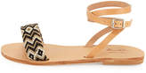 Thumbnail for your product : Neiman Marcus Elina Lebessi Aliki Woven Ankle-Wrap Flat Sandals, Black/Taupe