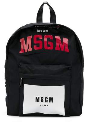 MSGM Kids logo print backpack
